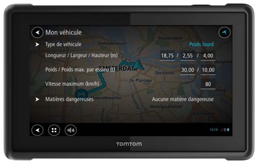 TomTom PRO 827x, param&egrave;tres poids lourds